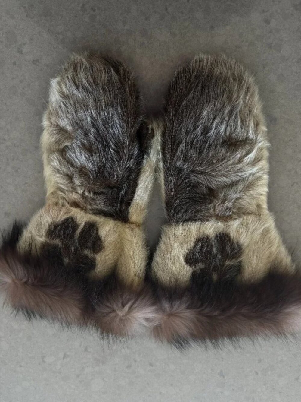 Genuine Sealskin Seal Fur Clover Leaf Arctic Winter Mittens Vintage Custom